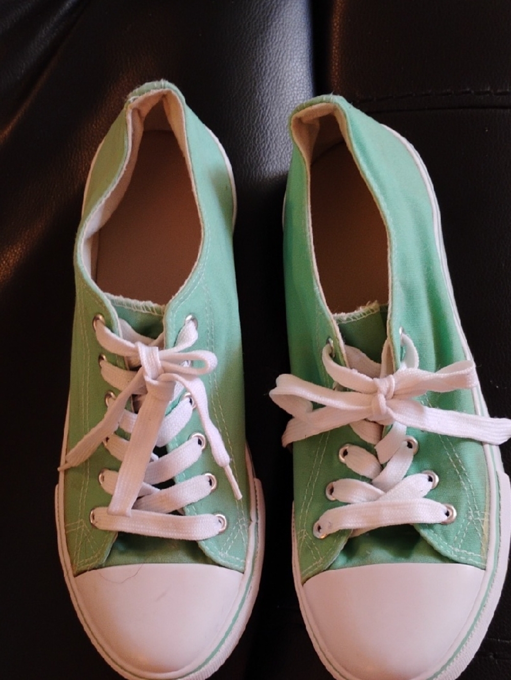 Women’s Mint Green Canvas Lace-Up Sneakers
